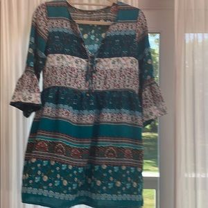 Short BoHo dress with flare sleeves
